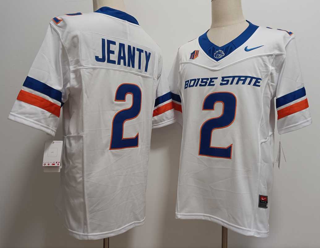 Mens Boise State Broncos #2 Ashton Jeanty White 2024 F.U.S.E. Vapor Limited Stitched Football Jersey